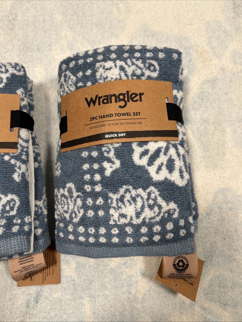 Wrangler Blue & White Floral Bandana Hand Towel Set